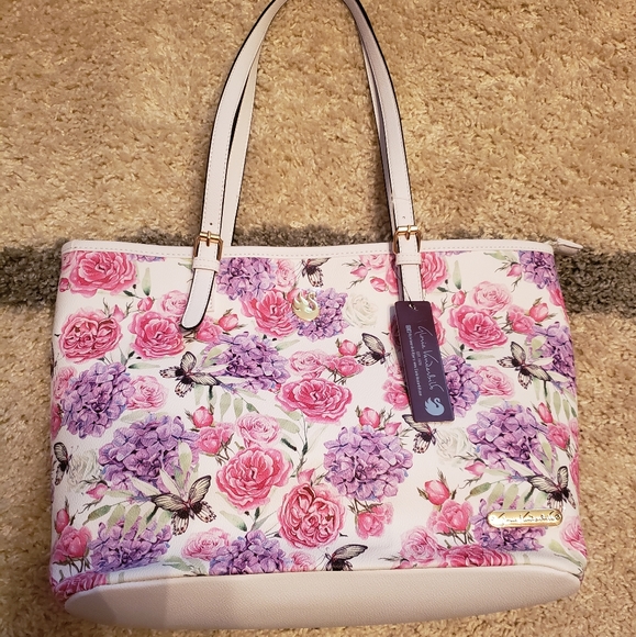Gloria Vanderbilt Bags Floral Butterfly Tote Bag Purse Rare Hard To